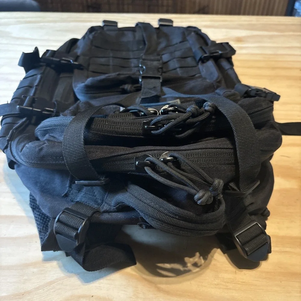 Black Military Tactical Backpack USA Patch Preowned Very Good Unbranded